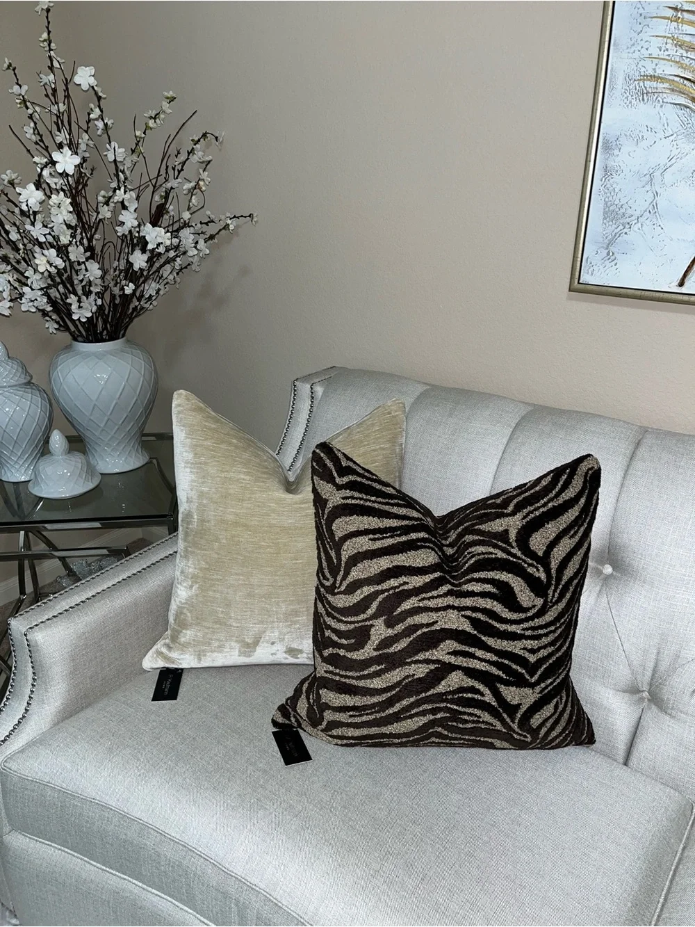 1-NWT P/Kaufmann luxe Brown Ivory Zebra design decorative pillow